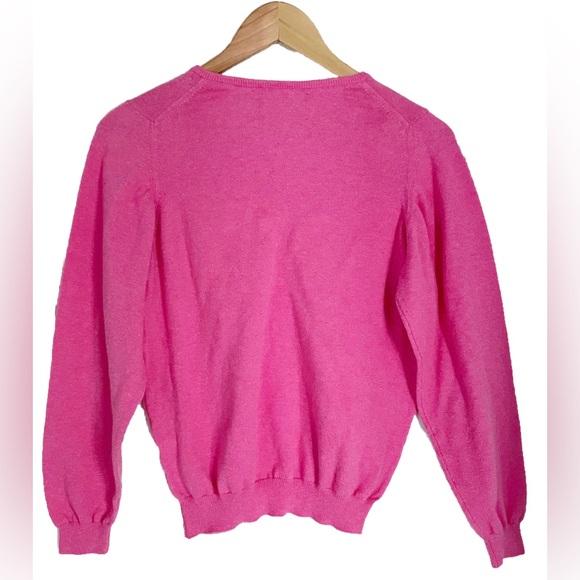 Barbour Women’s Pink V-Neck Sweater Size Medium Made in Scotland - Picture 5 of 8